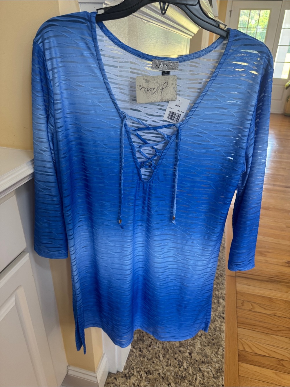 Blue Lace-Up Women's Swim Cover-Up Size Medium. NWT